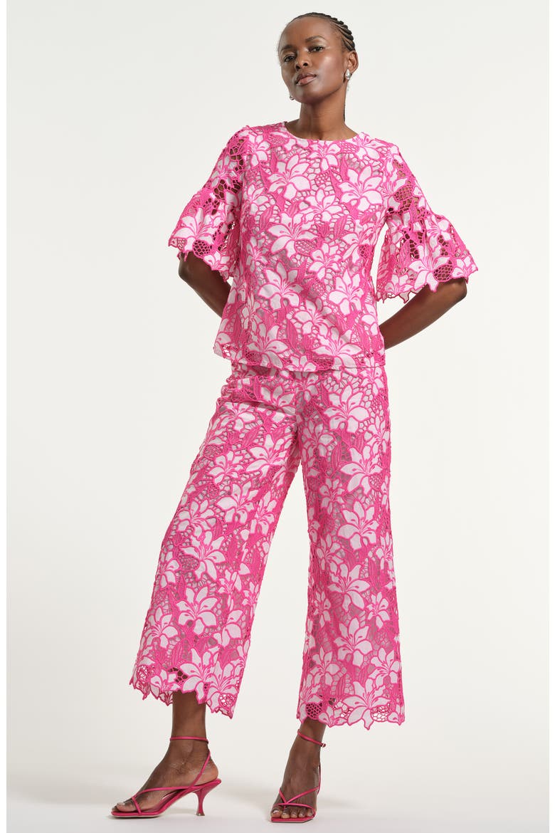 Floral Embroidered Eyelet Top, Alternate, color, FUCHSIA