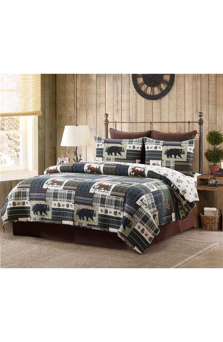 C&F Home Greenstone Pines Bedding Quilt Set, Alternate, color, Brown