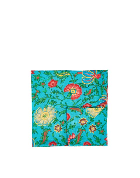 Large Tablecloth (180X350) Dragon Flower Turche Turquoise