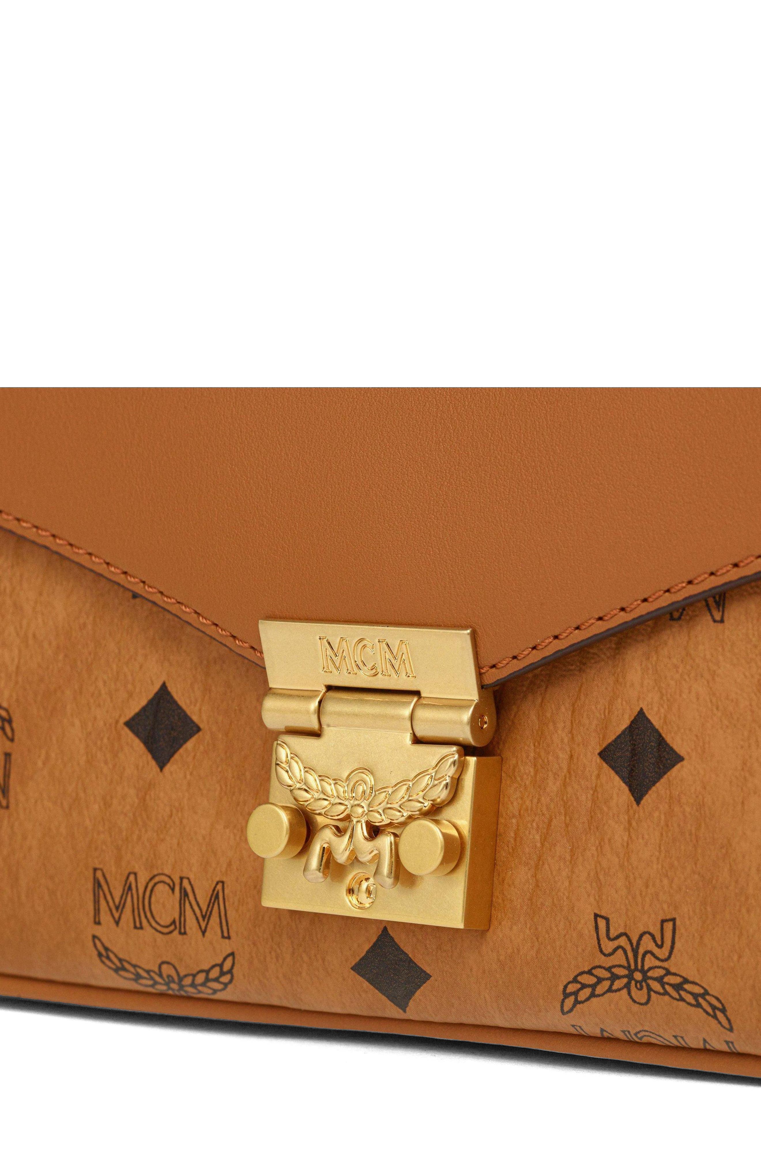 MCM Tracy Crossbody in Visetos Leather Mix, Alternate, color, Cognac