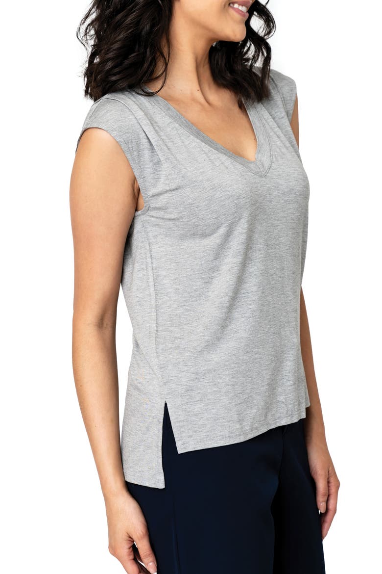 The Favorite Luxe V-Neck T-Shirt, Alternate, color, HEATHER GREY