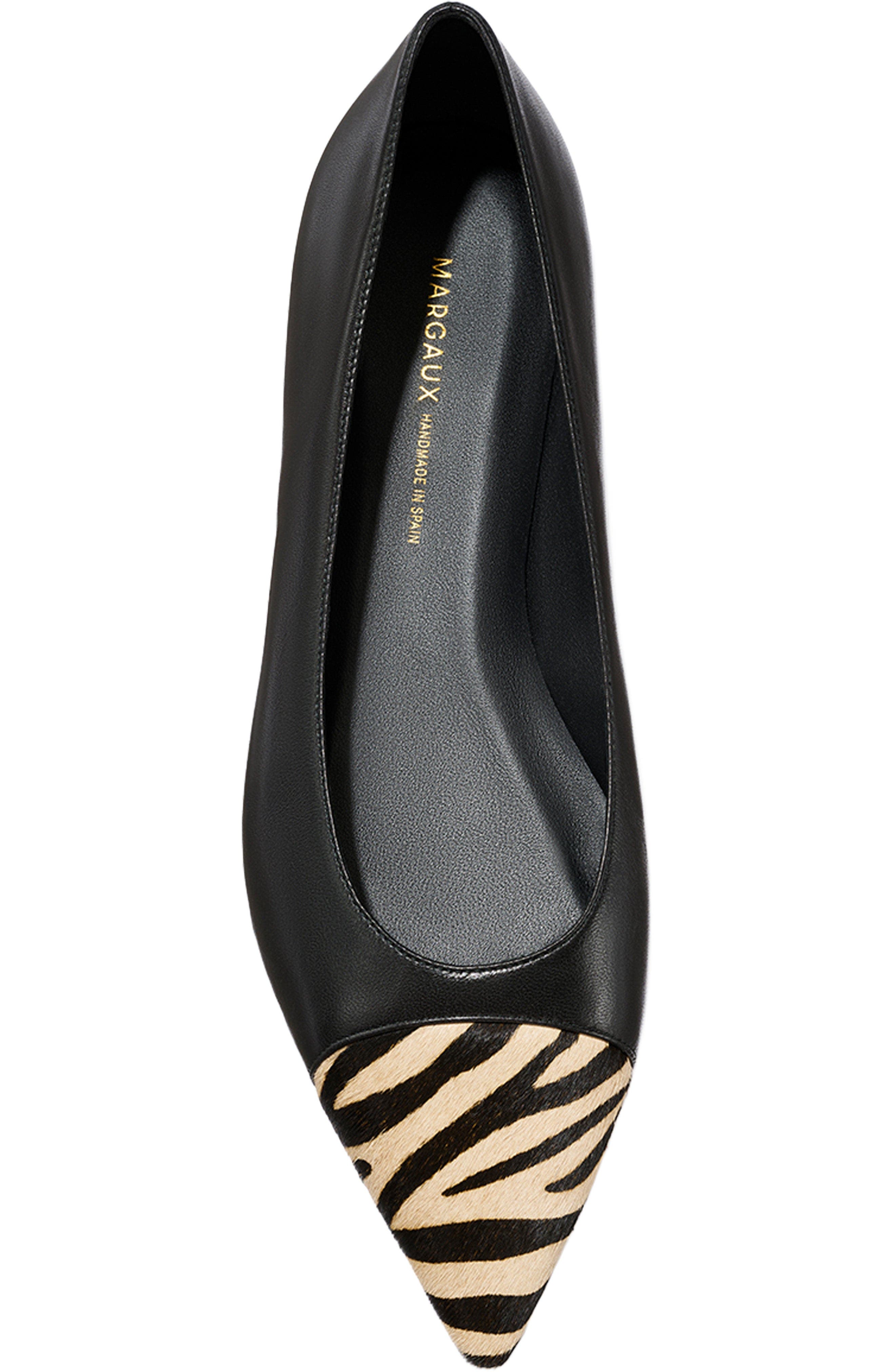 The Alba Flats, Alternate, color, Black Nappa and Zebra Haircalf