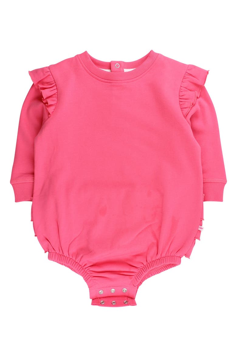 Baby Girls Sweatshirt Bubble Romper, Main, color, Hot Pink