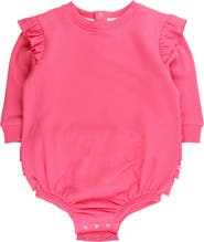 RuffleButts Baby Girls Sweatshirt Bubble Romper