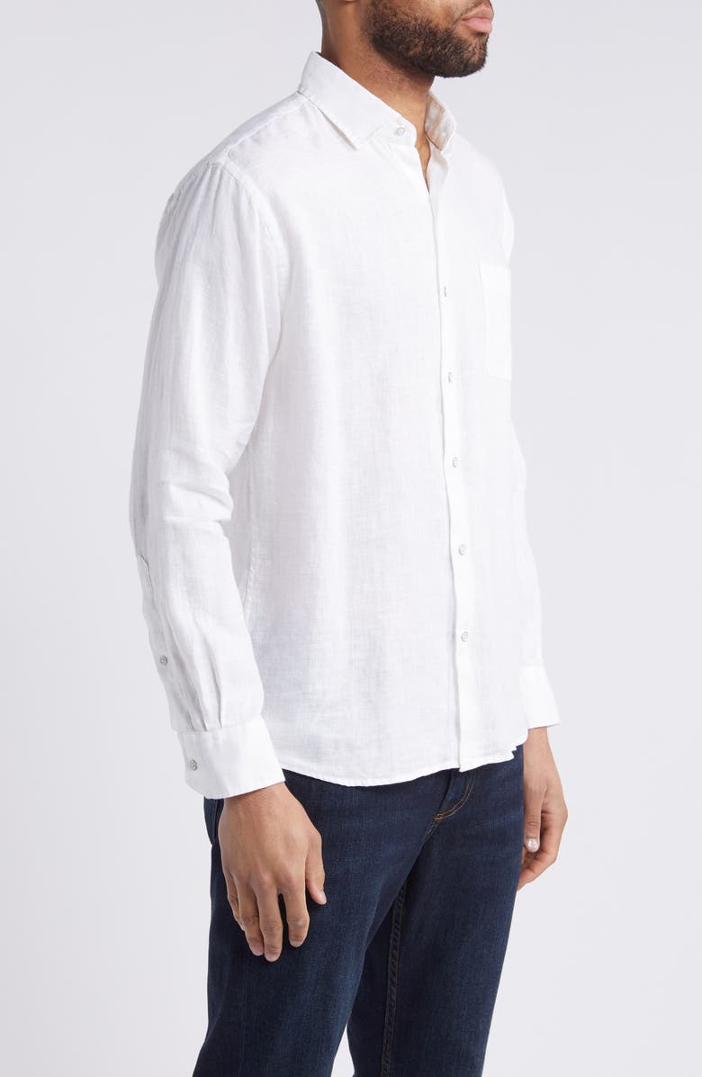 Peter Millar Coastal Garment Dyed Linen Button-Up Shirt, Alternate, color, White