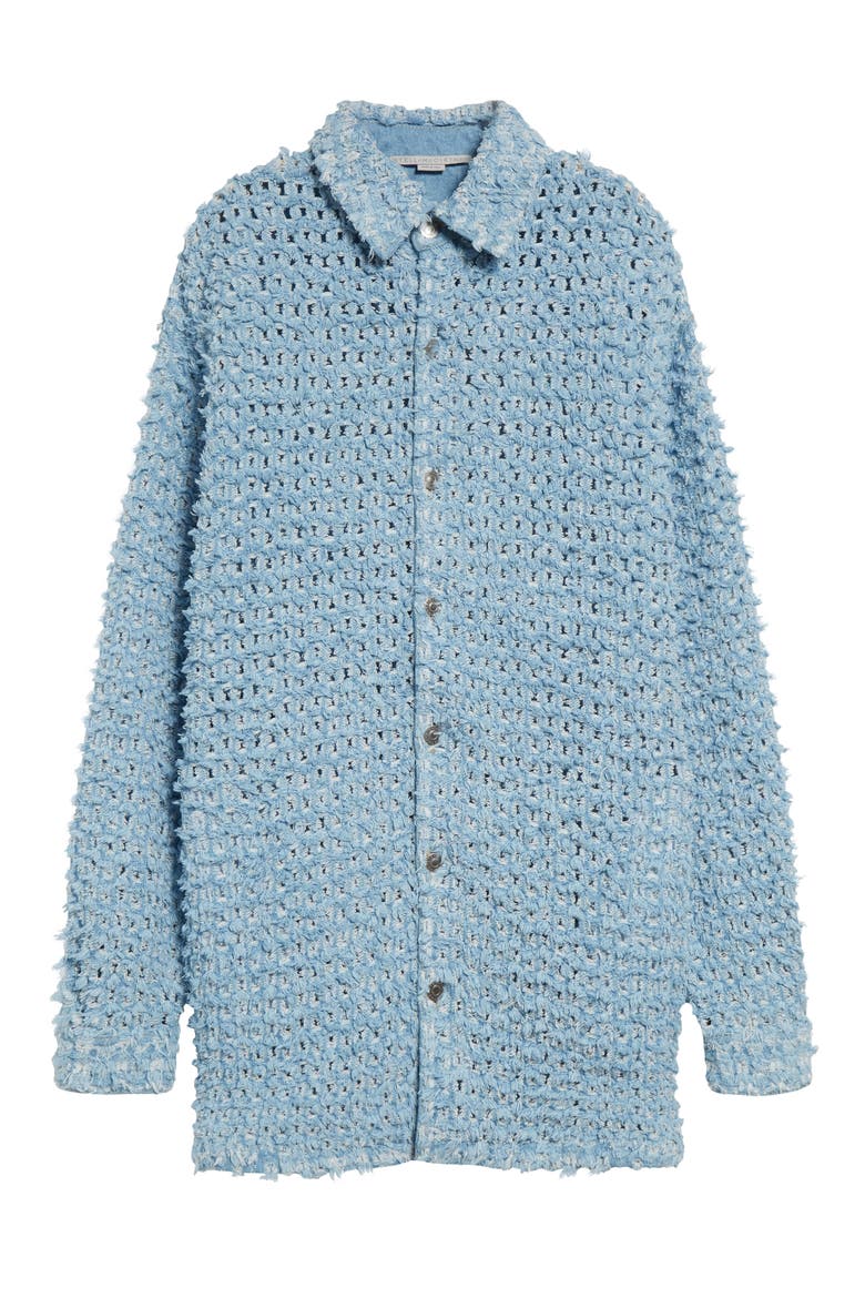 Bouclé Effect Denim Button-Up Shirt, Alternate, color, LIGHT BLUE LASER DENIM