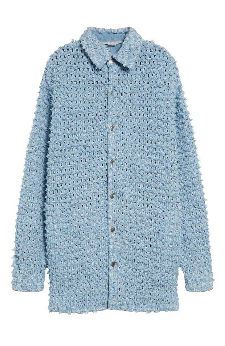 Stella McCartney Bouclé Effect Denim Button-Up Shirt, Alternate, color, 