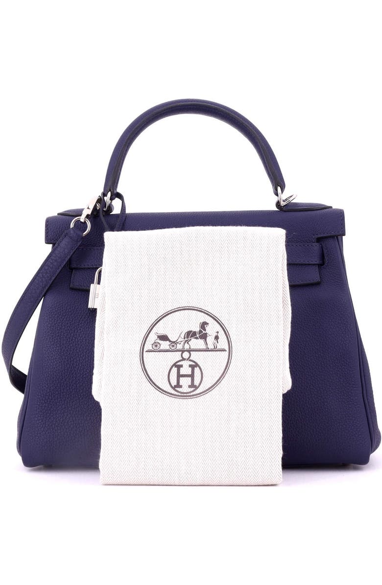 Pre-Owned Hermes Kelly Handbag Blue Togo with Palladium Hardware 28, Alternate, color, Bleu Encre