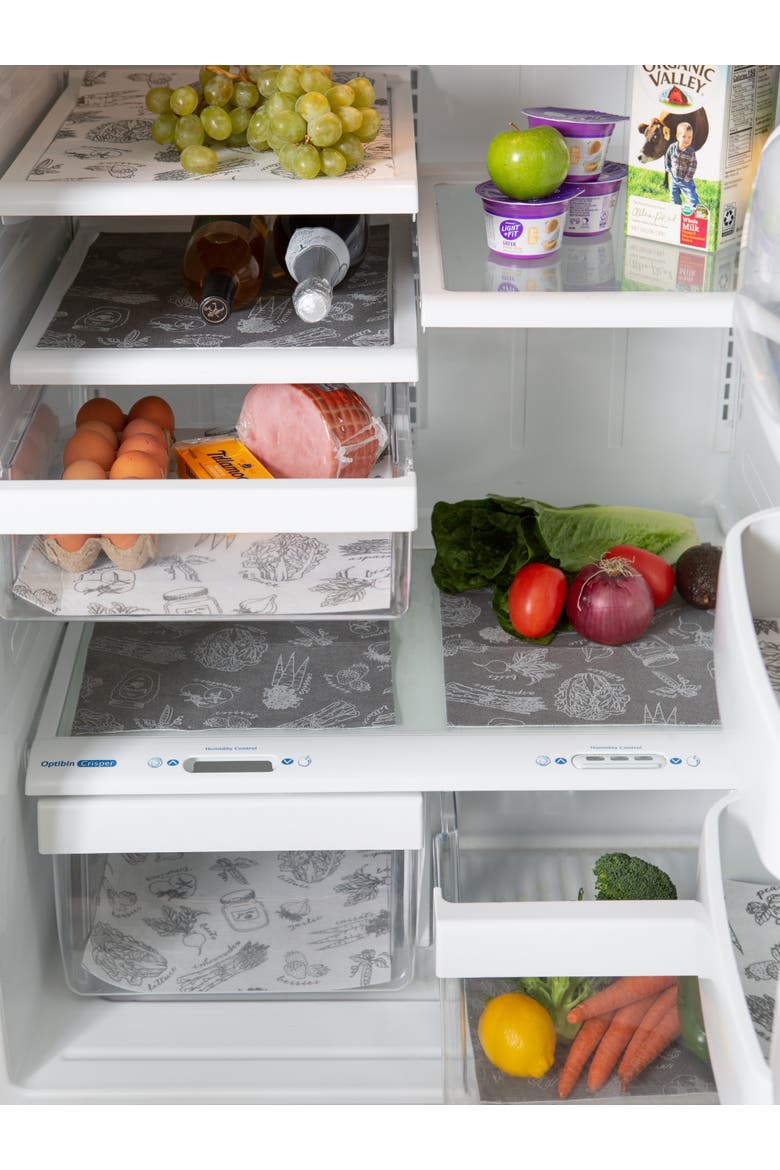 Reusable Market Print Fridge Liner Set/6, Alternate, color, Gray