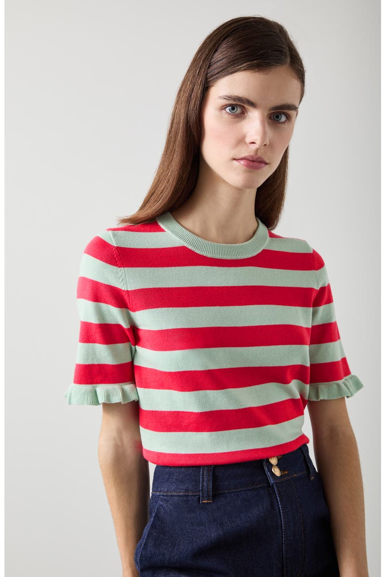 Bells Stripe Sweater, Alternate, color, RED MULTI