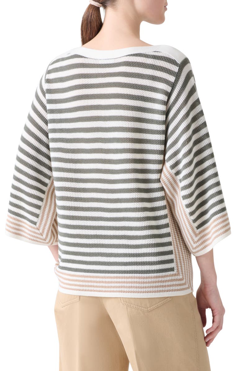 Akris punto Stripe Virgin Merino Wool Sweater, Alternate, color, Cream-Beige-Khaki