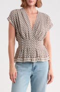 MAX STUDIO V-Neck Short Sleeve Pleated Top