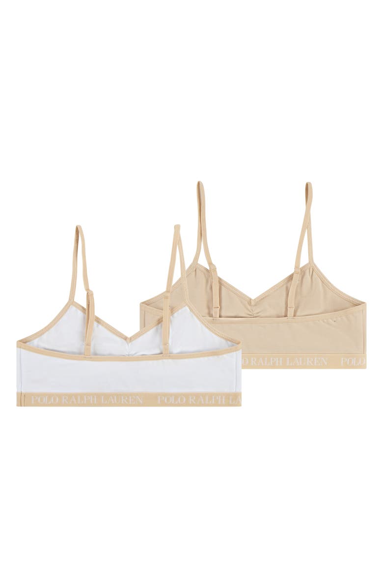 Ralph Lauren Kids' Assorted 2-Pack Stretch Cotton Bralettes, Alternate, color, Light Cream