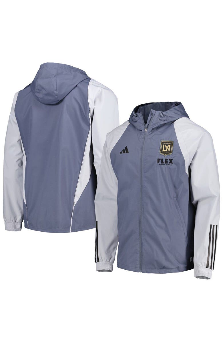 adidas Men's adidas Charcoal LAFC All-Weather Raglan Hoodie Full-Zip Jacket, Main, color,