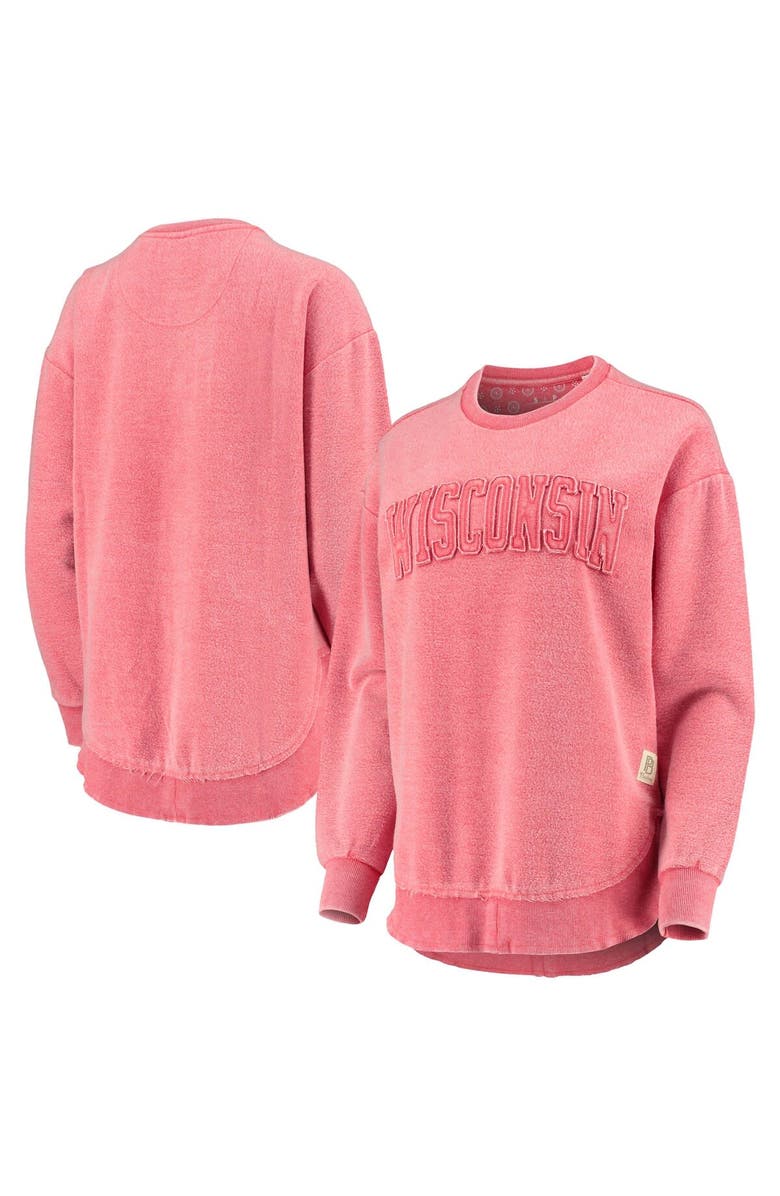 PRESSBOX Women's Pressbox Red Wisconsin Badgers Ponchoville Pullover Sweatshirt, Main, color,