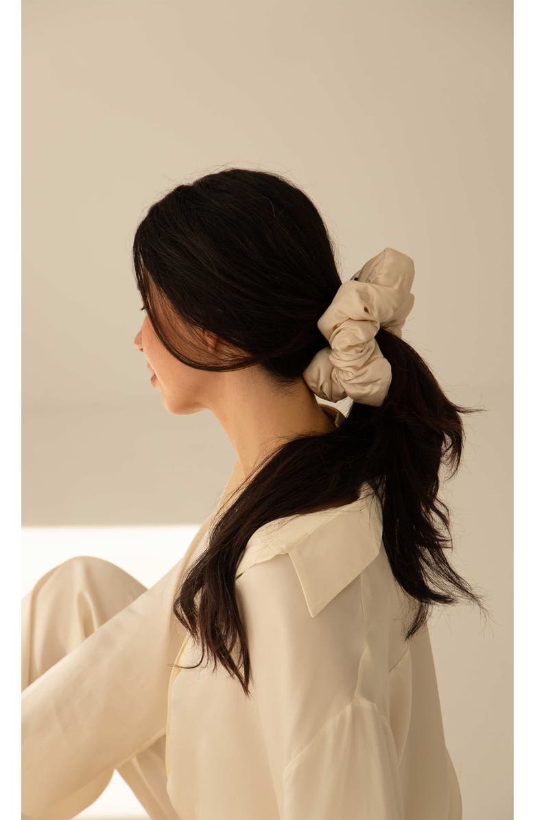 Drowsy Sleep Co. Silk Padded Scrunchie, Alternate, color, Dusty Gold