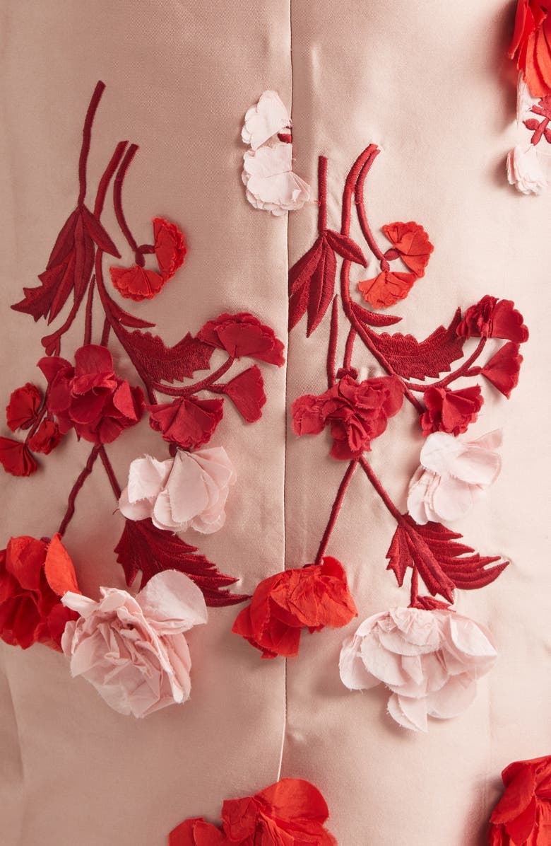 Erdem 3D Floral Appliqué Mikado Gown, Alternate, color, Blush