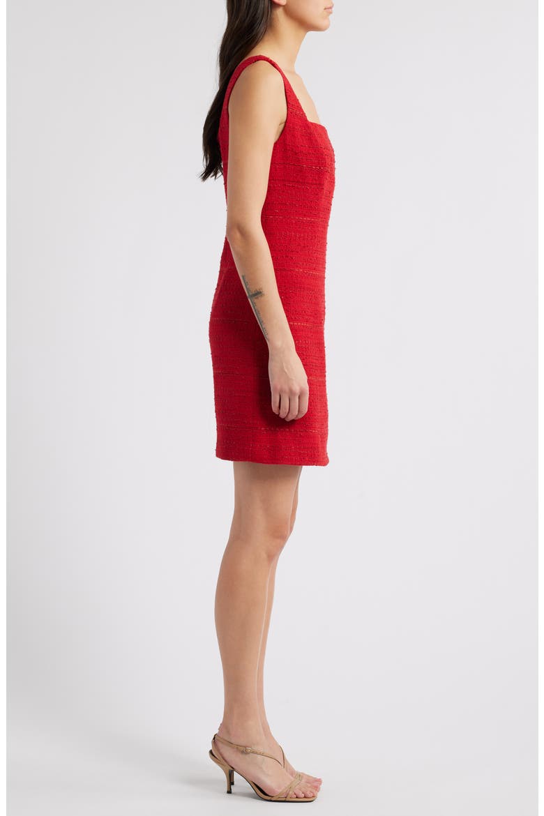 Rue Tweed Sheath Minidress, Alternate, color, SCARLET
