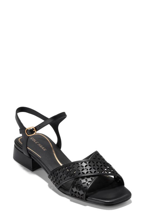 Cole Haan Patie Sandal In Black Perforated Leather