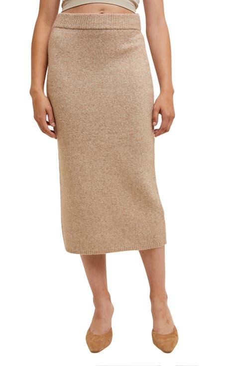 Brushed Knit Sweater Midi Skirt