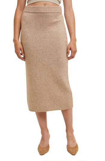 Wishlist Brushed Knit Sweater Midi Skirt In Brown