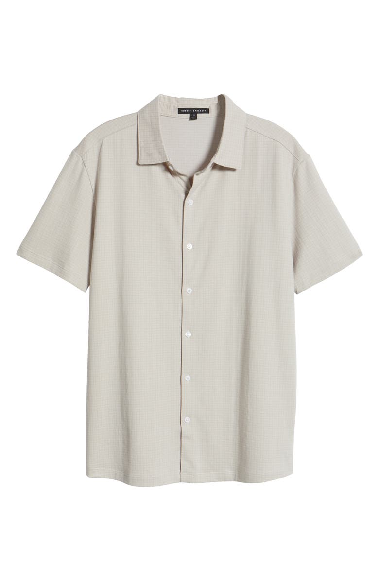 Robert Barakett Bunbury Check Short Sleeve Cotton Knit Button-Up Shirt, Alternate, color, Tan
