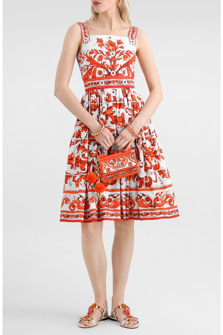 Majolica Print Cotton Poplin Sundress, Main, color, S9000 VARIANTE ABBINATA