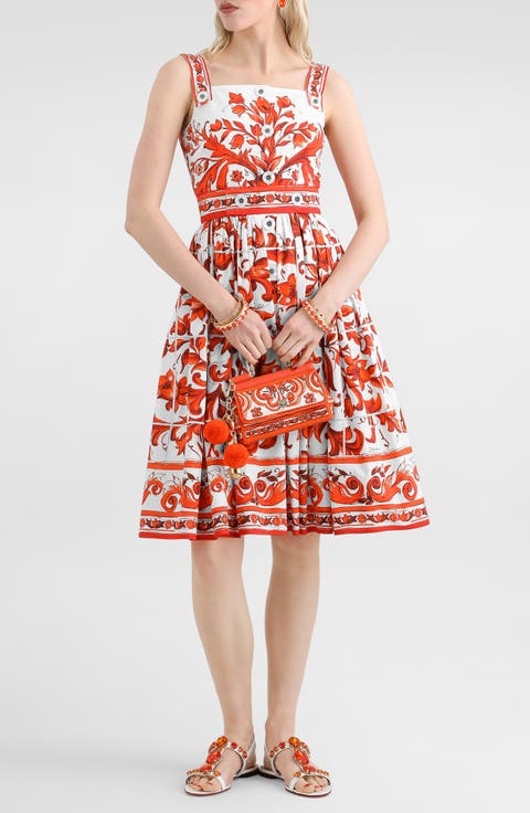 Majolica Print Cotton Poplin Sundress