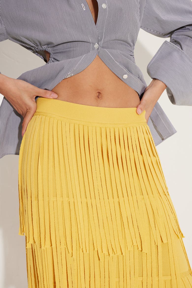 Za Za Knit Fringe Skirt, Alternate, color, Butter