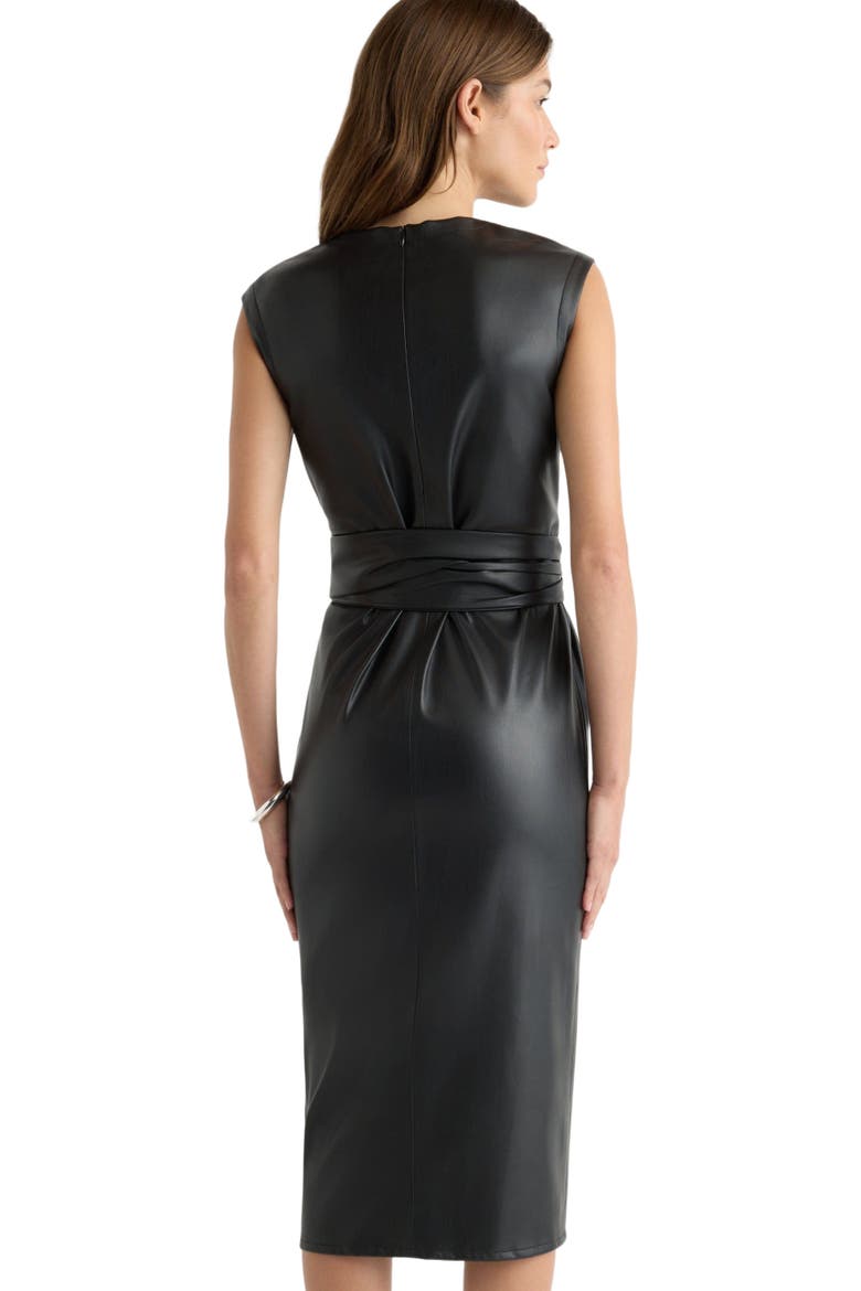 Pilar Faux Leather Tie Front Dress, Alternate, color, Black