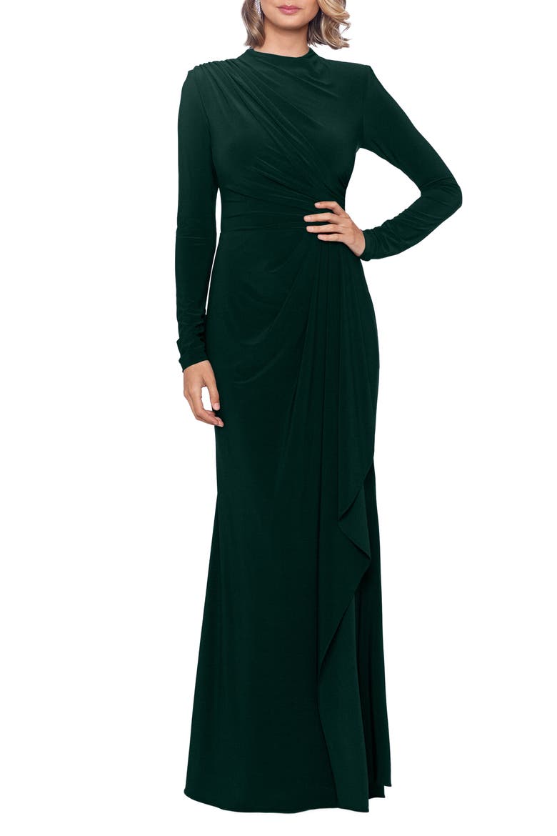 Ruffle Long Sleeve Sheath Gown video