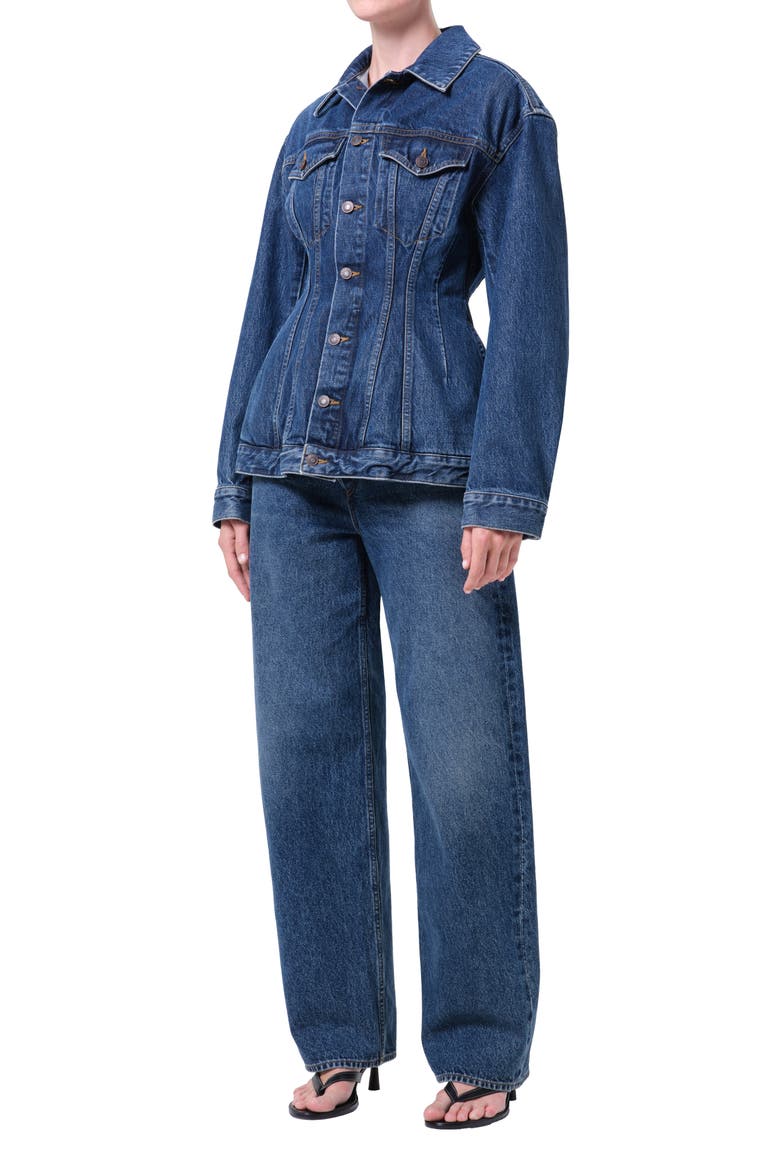 Myra Structured Denim Jacket, Alternate, color, VOLUME DARK INDIGO