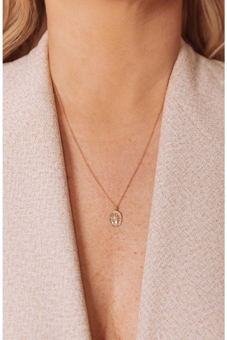 St. Christopher Charm Necklace, Alternate, color, GOLD