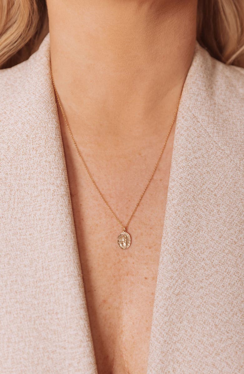 Set & Stones St. Christopher Charm Necklace, Alternate, color, Gold