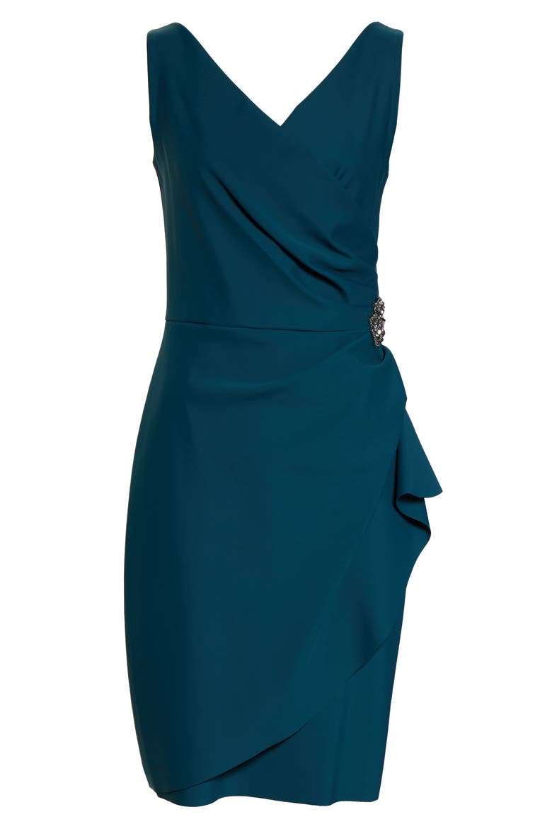 Contour Collection Side Ruched Cocktail Dress, Alternate, color, DEEP TEAL