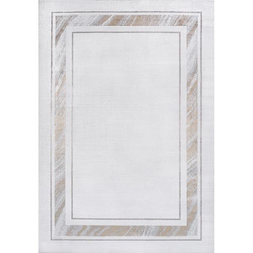 Jonathan Y Athens Classic Border Marble Pattern High-low Area Rug In Silver/gold