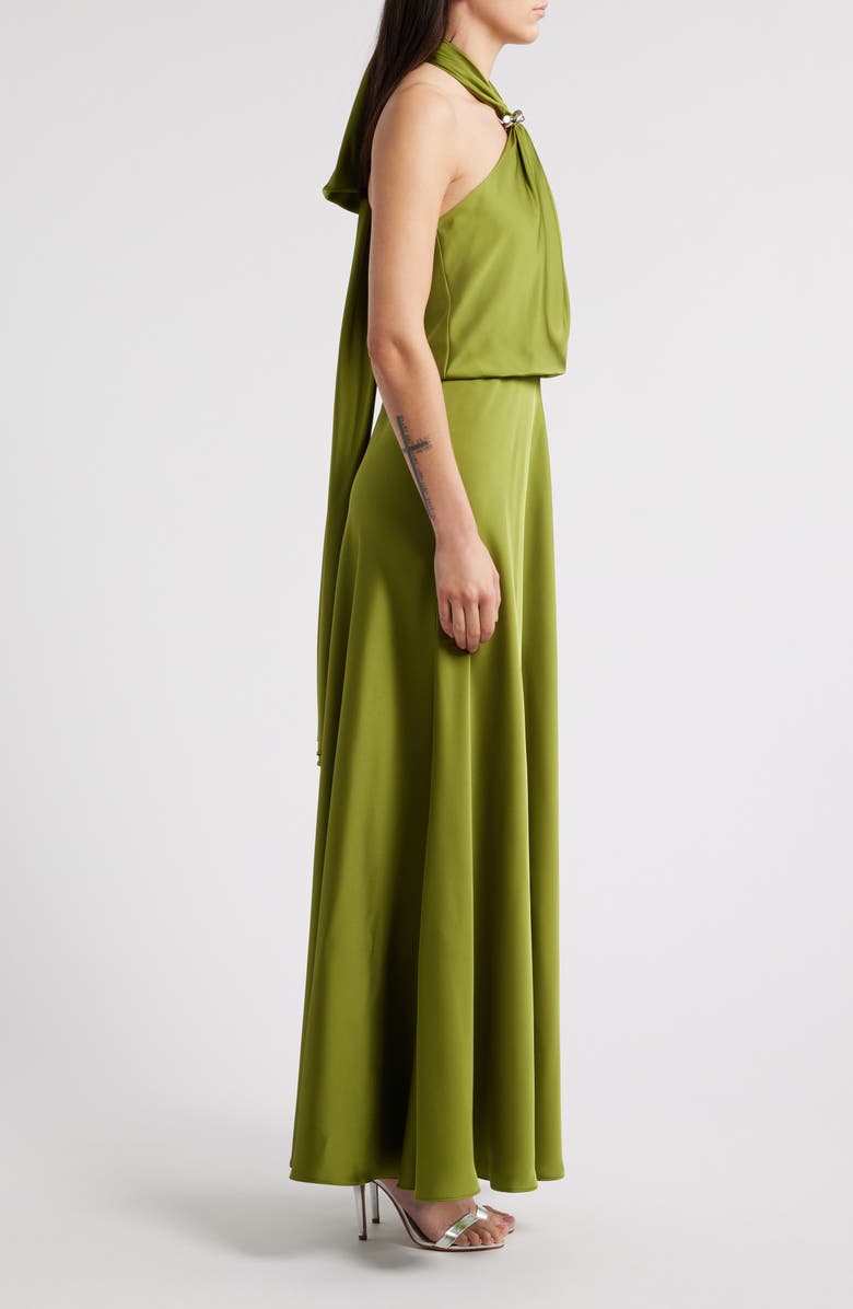 HALSTON Wynn Halter Charmeuse Gown, Alternate, color, 