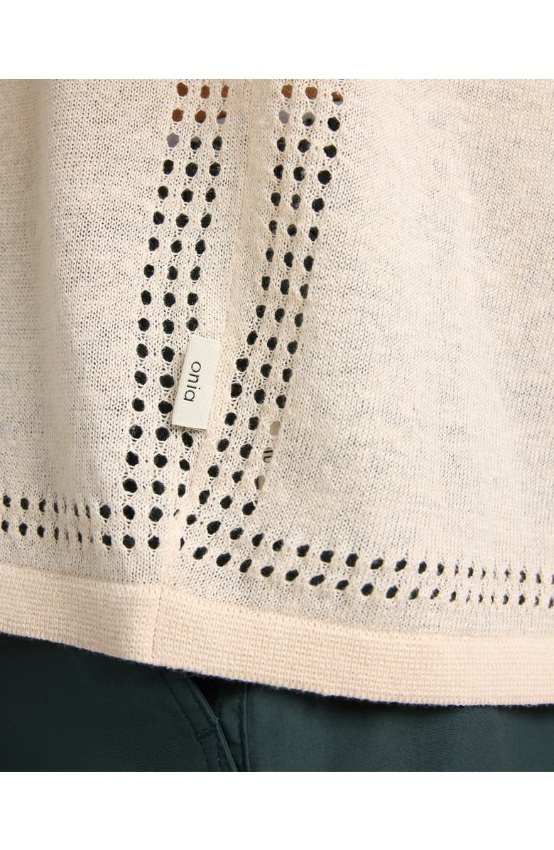 Onia Linen Knit Eyelet Camp Shirt, Alternate, color, Natural Melange