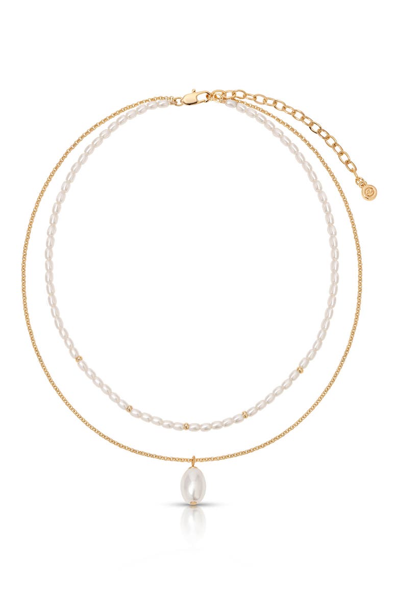 Faux Pearl Layered Necklace, Main, color, GOLD