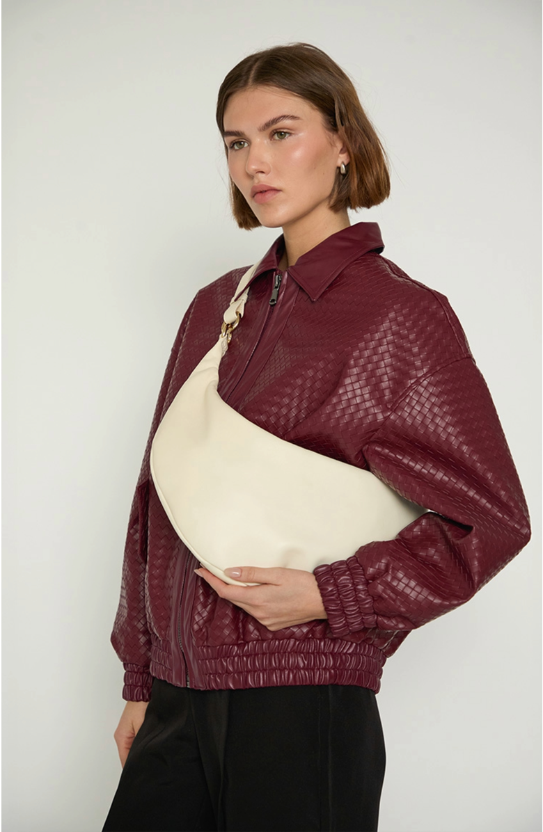 HYER GOODS Leather Convertible Hobo Crescent Ring Bag, Alternate, color, Off-White