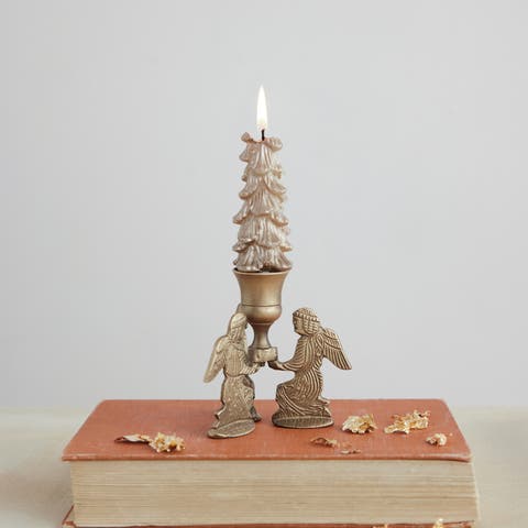 Angel Zinc Taper Candle Holder