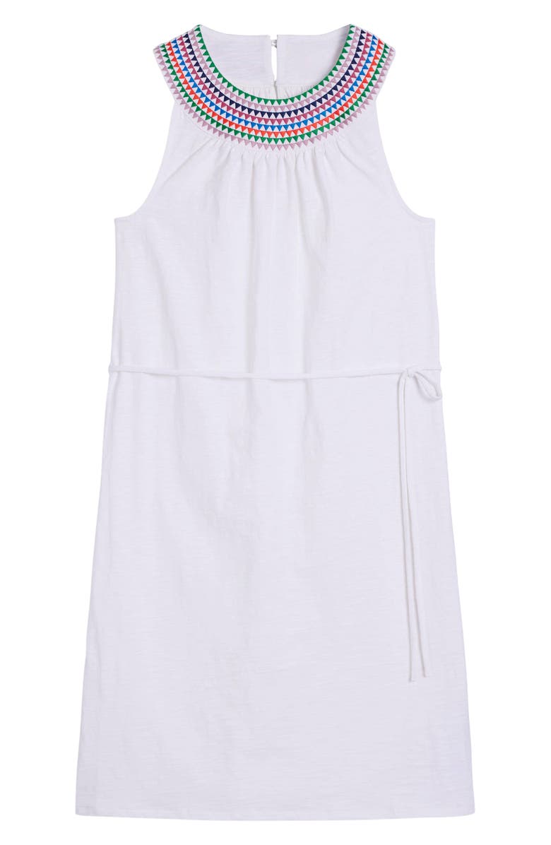 Boden Eleni Embroidered Neckline Cotton Dress, Alternate, color, White