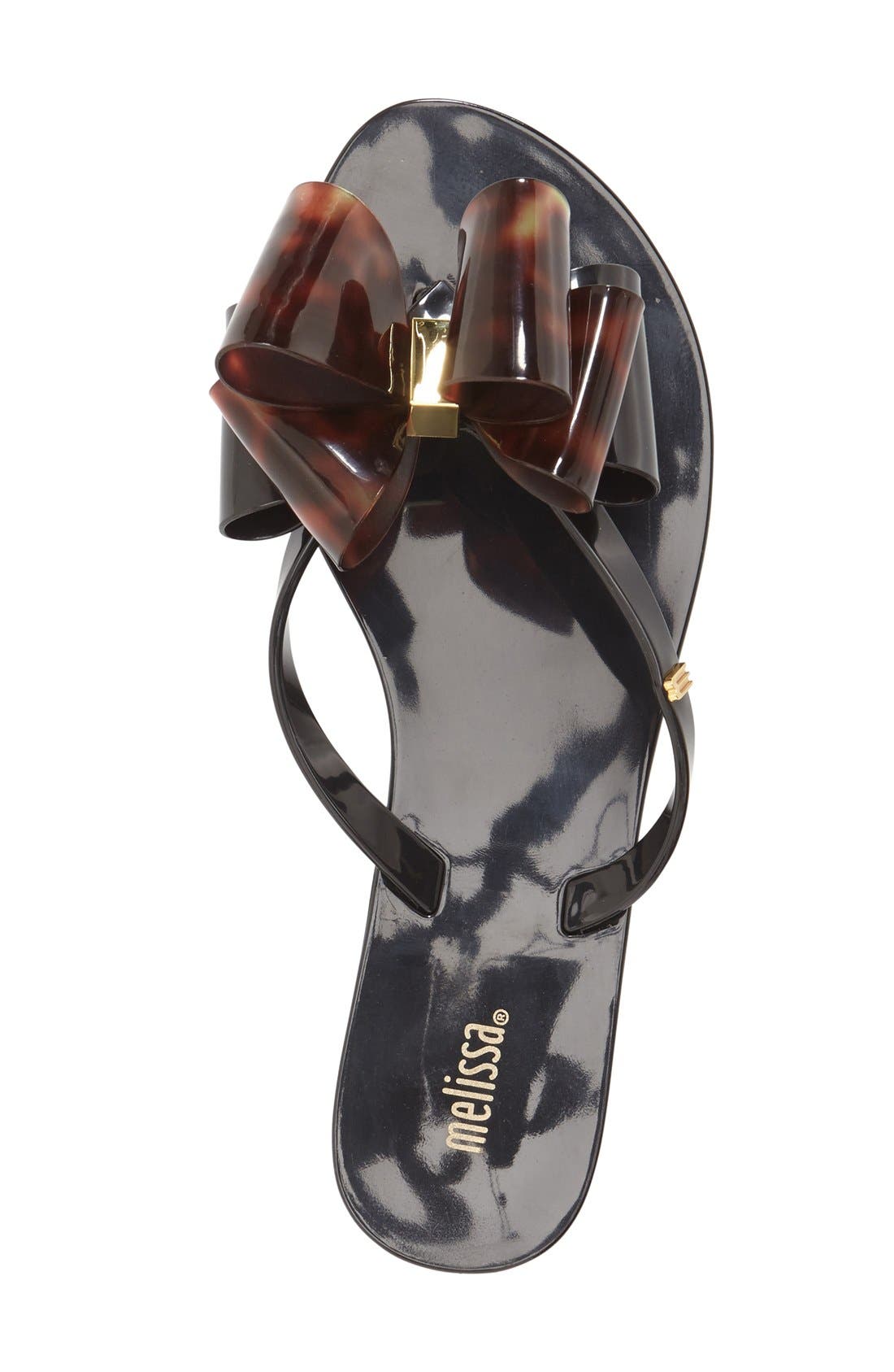 'Harmonic Bow' Jelly Flip Flop, Alternate, color, BLACK