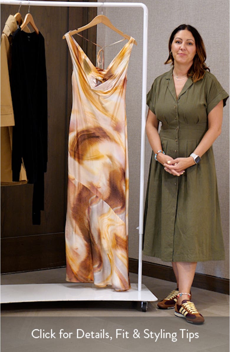 Lacey Abstract Print Satin Maxi Dress, sales video thumbnail