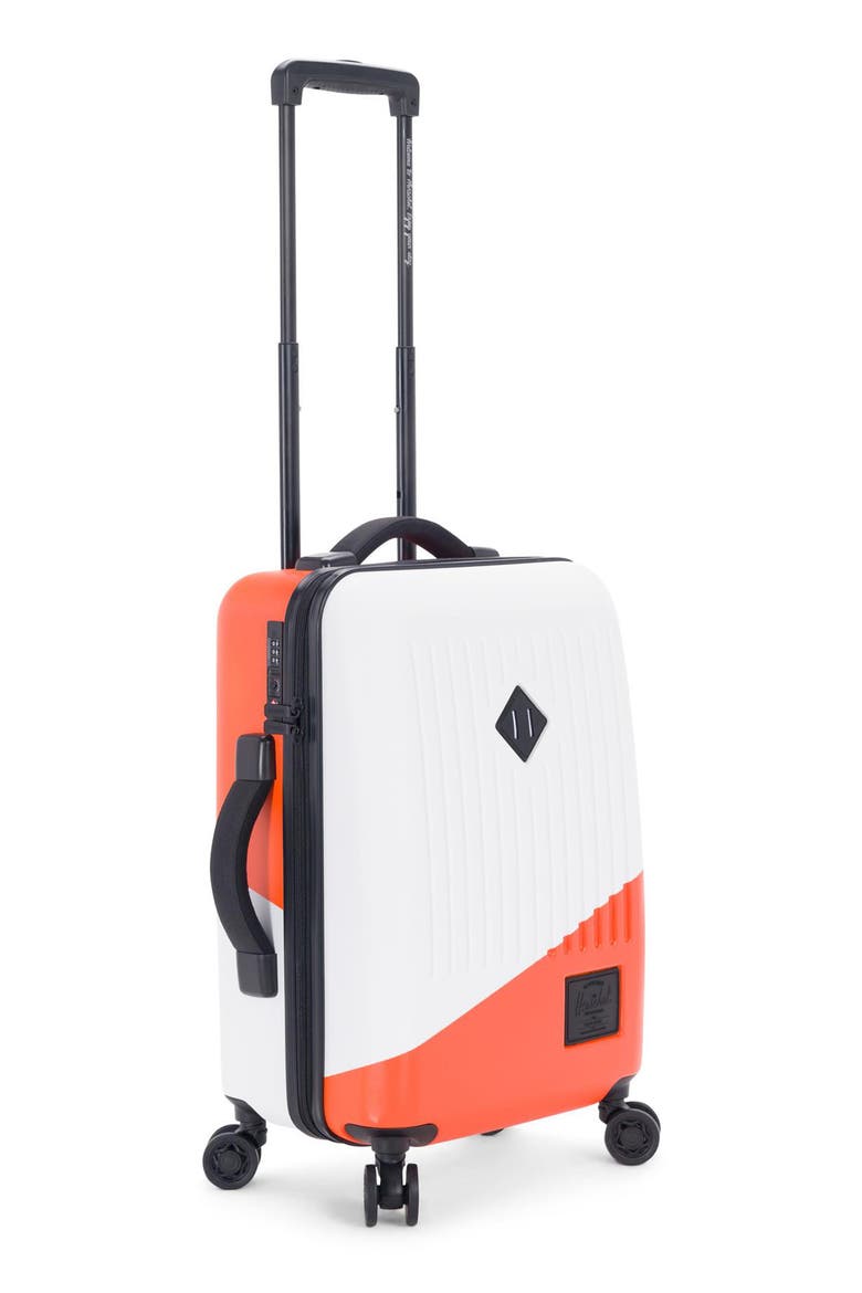 23-Inch Trade Power Rolling Suitcase, Alternate, color, WHITE/ VERMILLION ORANGE
