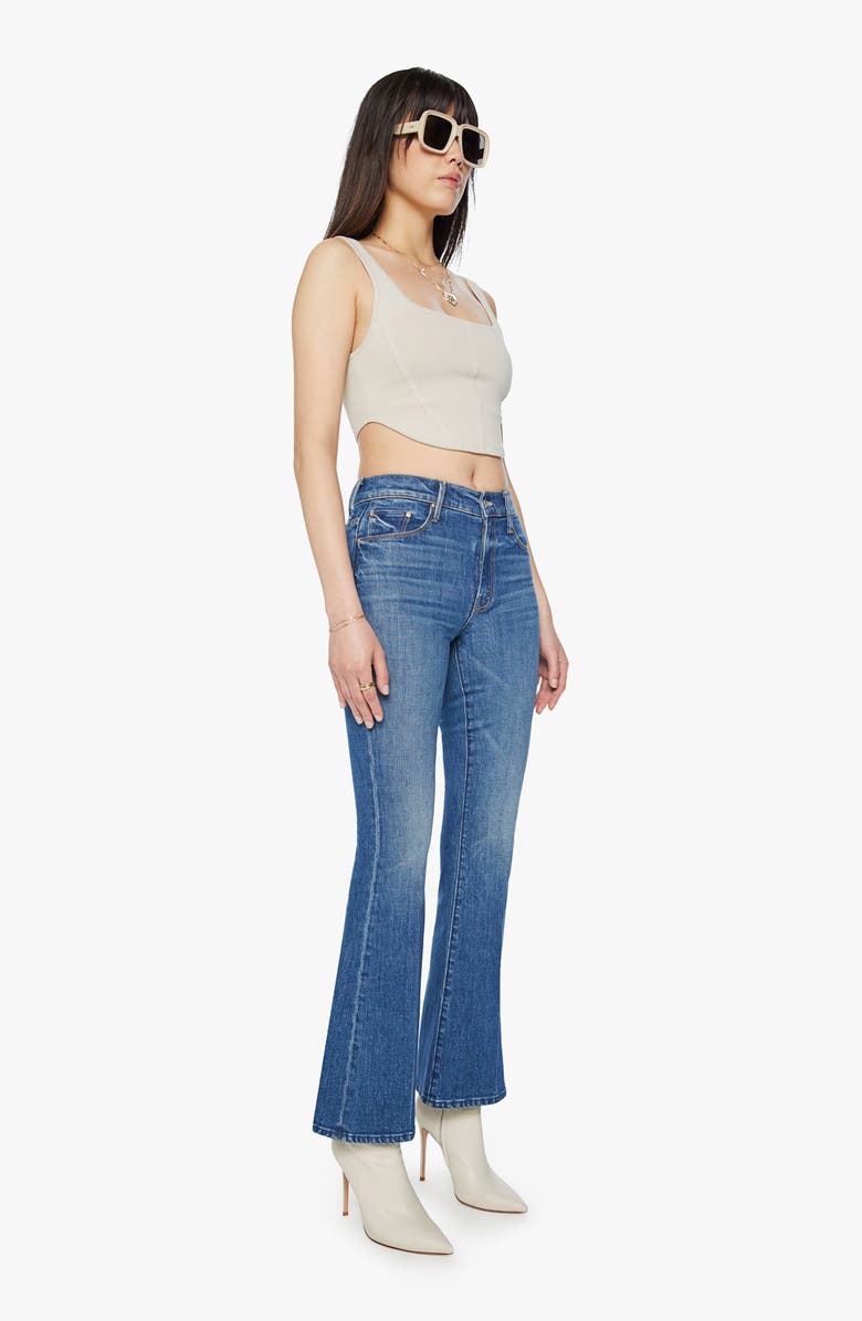 MOTHER The Weekend High Waist Stretch Denim Bootcut Jeans, Alternate, color, Its A Small World