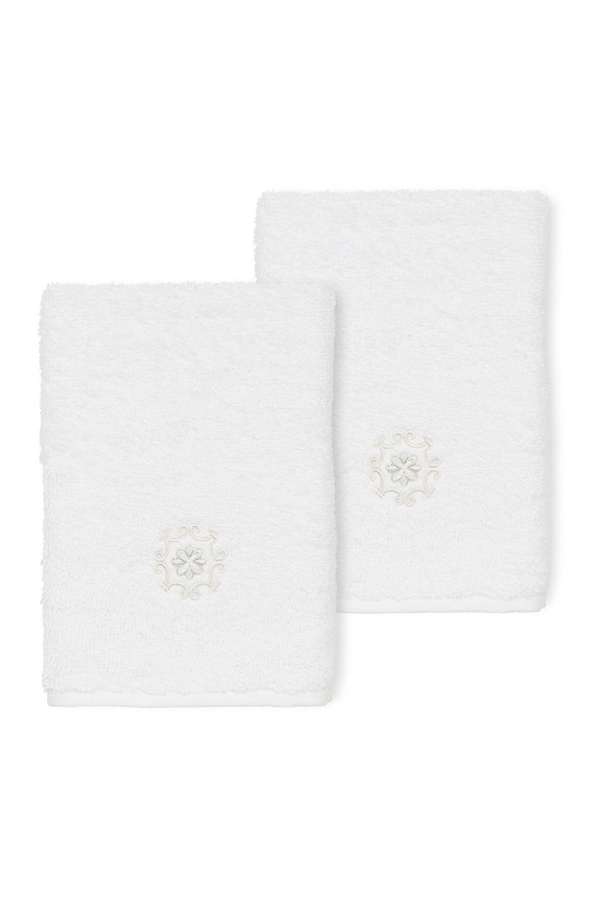 Linum Home Textiles Alyssa Embellished Washcloth - Set of 2 - White