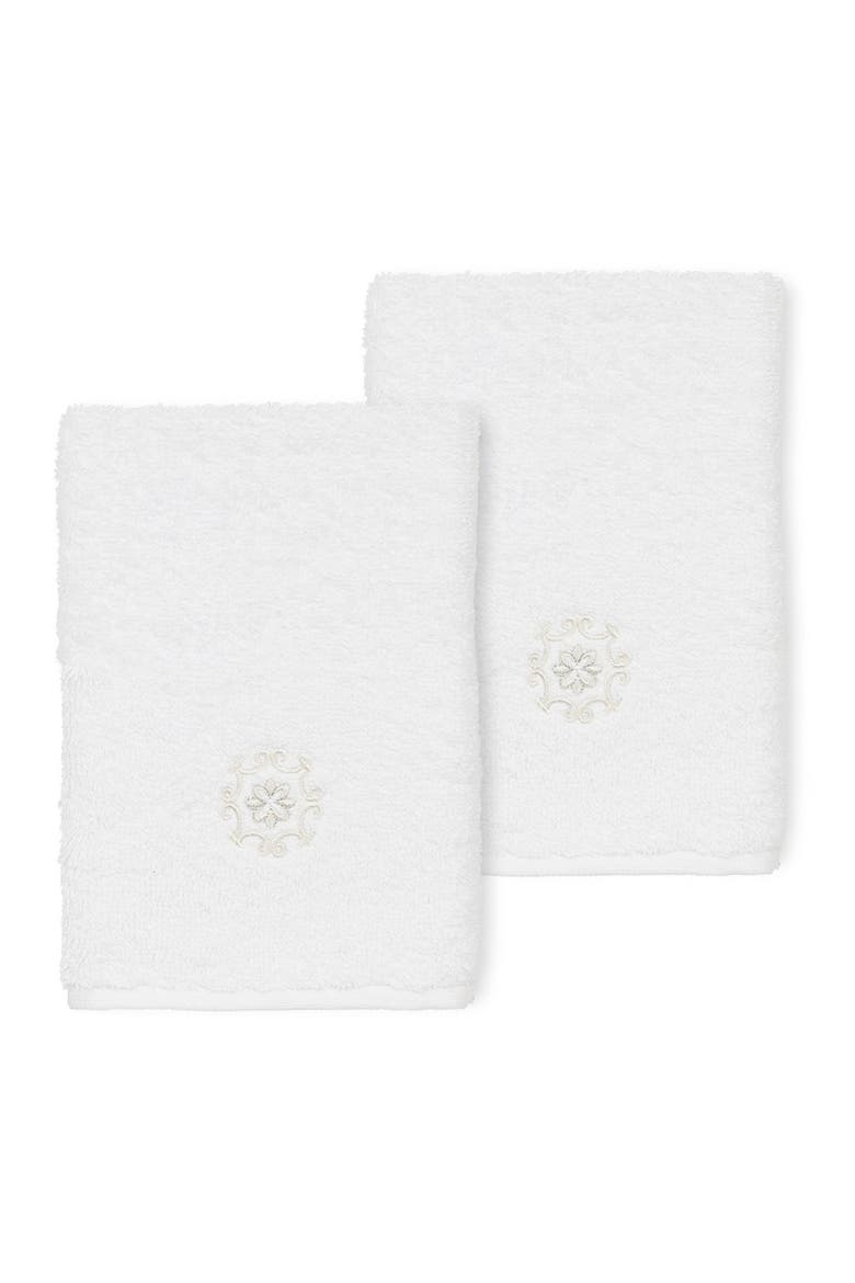 Alyssa Embellished Washcloth - Set of 2 - White, Main, color, WHITE