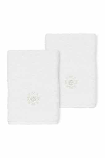 Linum Home Textiles Alyssa Embellished Washcloth - Set of 2 - White