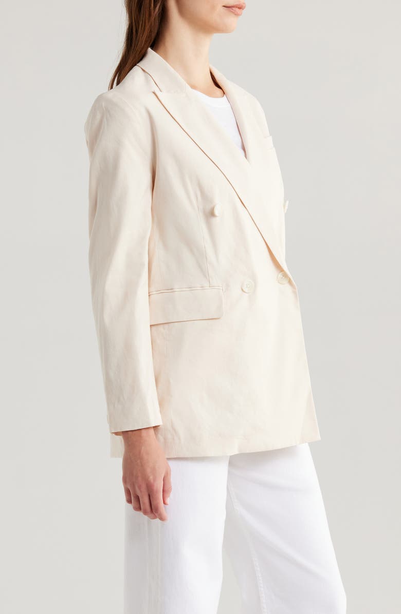 rag & bone Emile Double Breasted Linen Blend Blazer, Alternate, color, Ivory